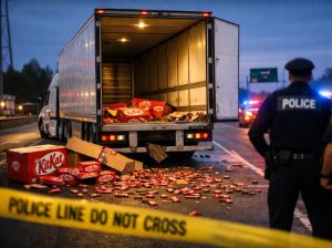 ¡Robo chocante! Asaltan camión con millones de chocolatinas KitKat