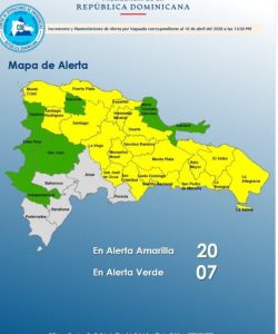 Aumenta alertas por vaguada: 20 provincias en amarillo y Distrito Nacional incluido