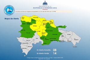 COE eleva a ocho las provincias en alerta amarilla y mantiene 14 en verde