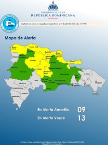 COE mantiene 9 provincias en alerta amarilla y 13 en verde por lluvias e inundaciones