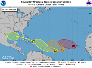 Tres fenómenos son vigilados por el NHC; dos tienen alta probabilidad de convertirse en ciclón tropical