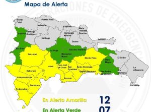 COE mantiene 12 provincias en alerta amarilla y siete en verde por vaguada