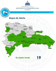 COE mantiene 19 provincias en alerta verde por incidencia de vaguada